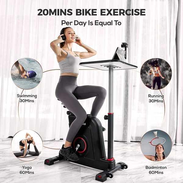 This static square creative demonstrates the efficiency of a stationary bike by comparing a 20-minute ride to longer durations of other popular workouts.